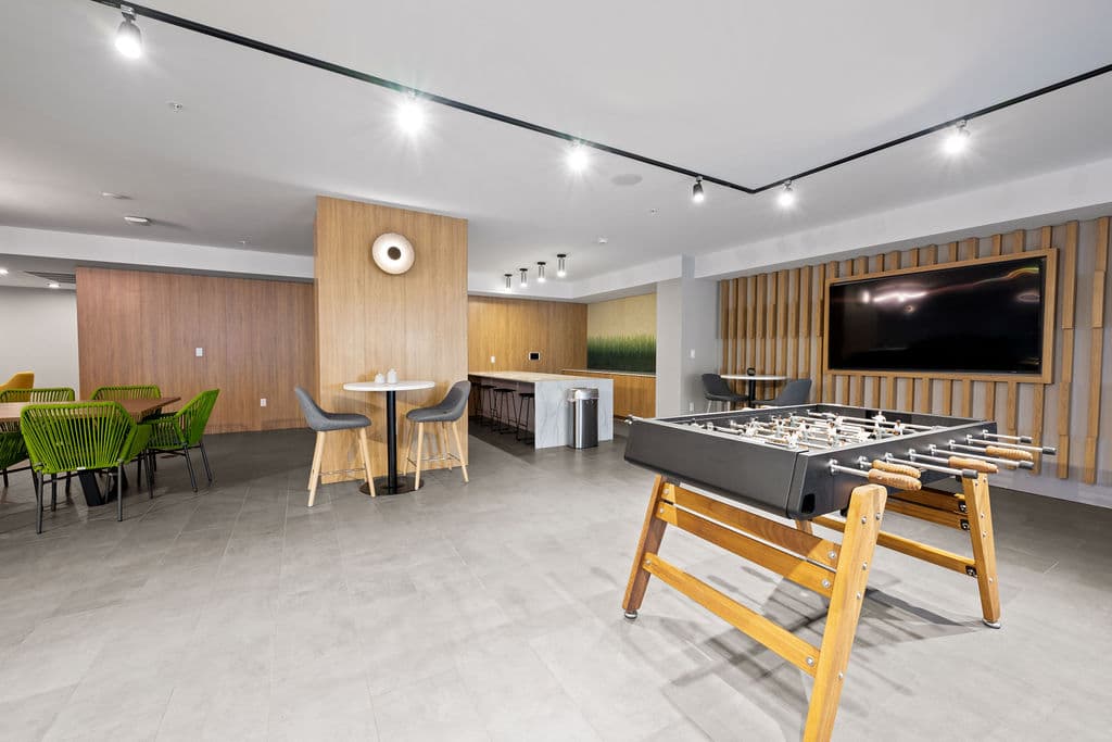 Foosball and TV lounge at Metro Parc