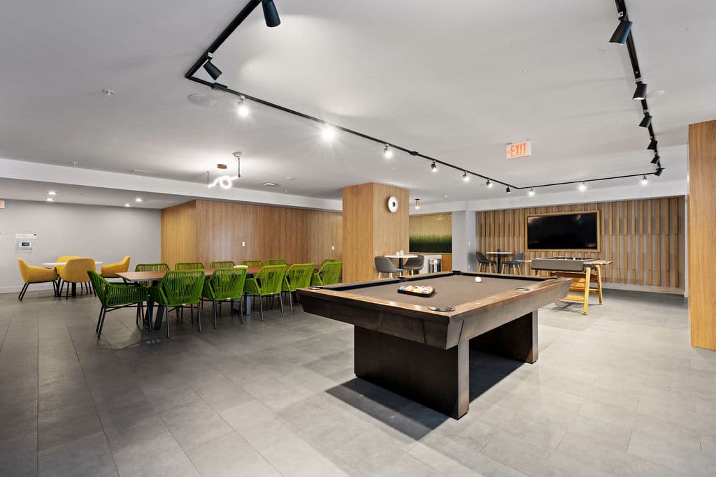 Pool table in the clubroom at Metro Parc