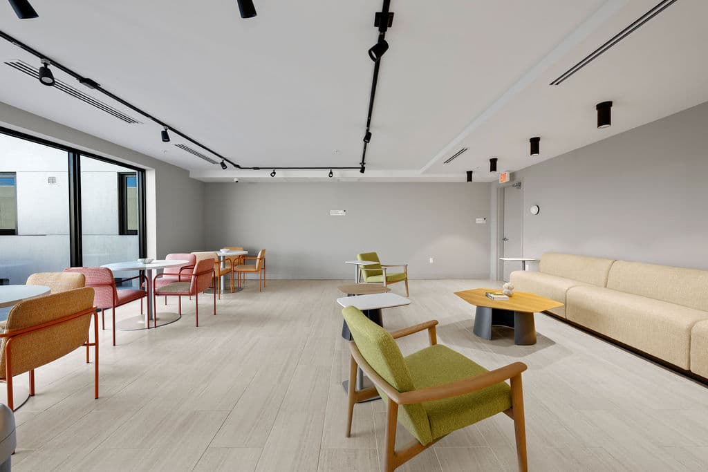 Terrace seating at Metro Parc clubroom