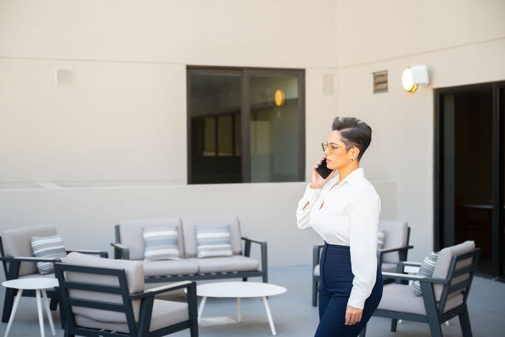 Phone call in co-working space at Metro Parc