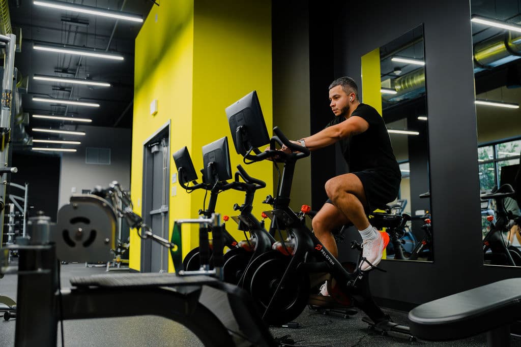 Spin bikes at the fitness center at Metro Parc