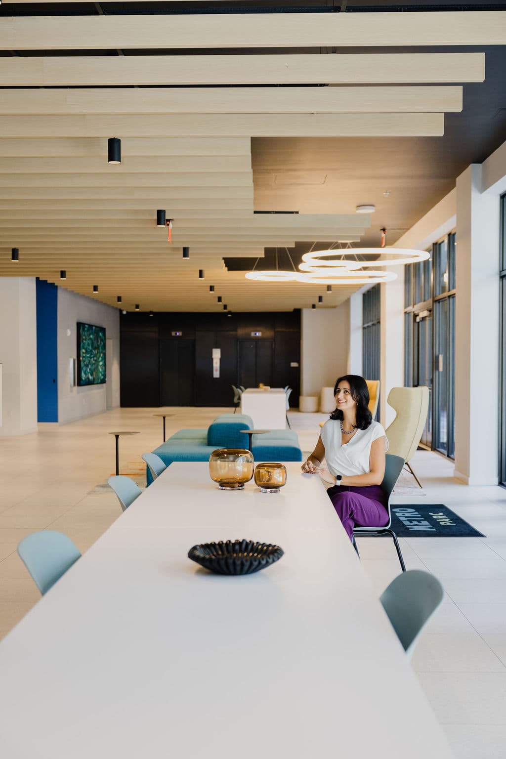 Lobby lounge seating at Metro Parc