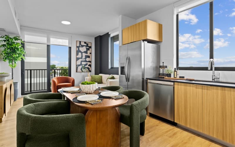 Kitchen and dining area at Metro Parc